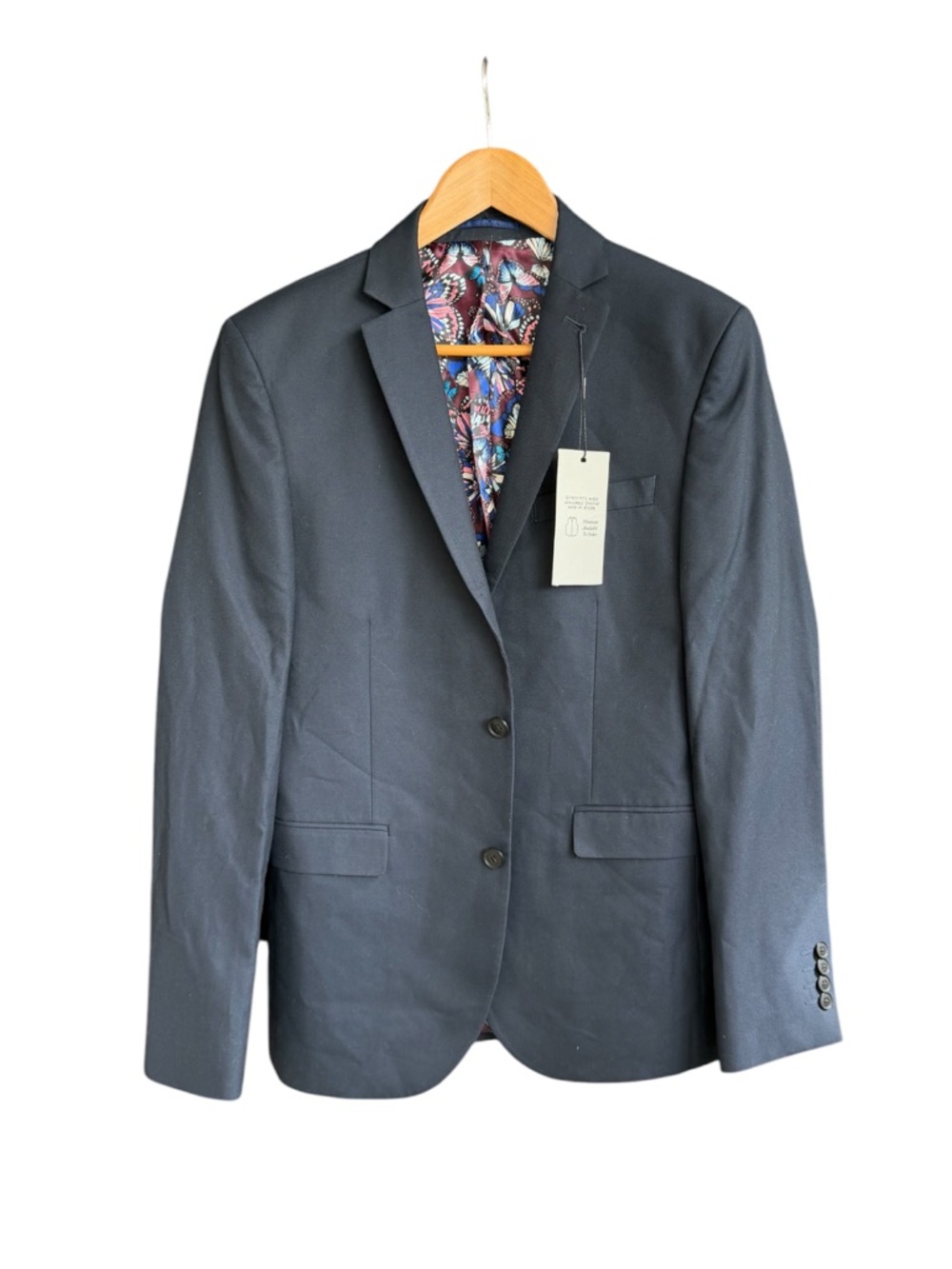 next Navy Sport Coat with Colorful Paisley Lining
